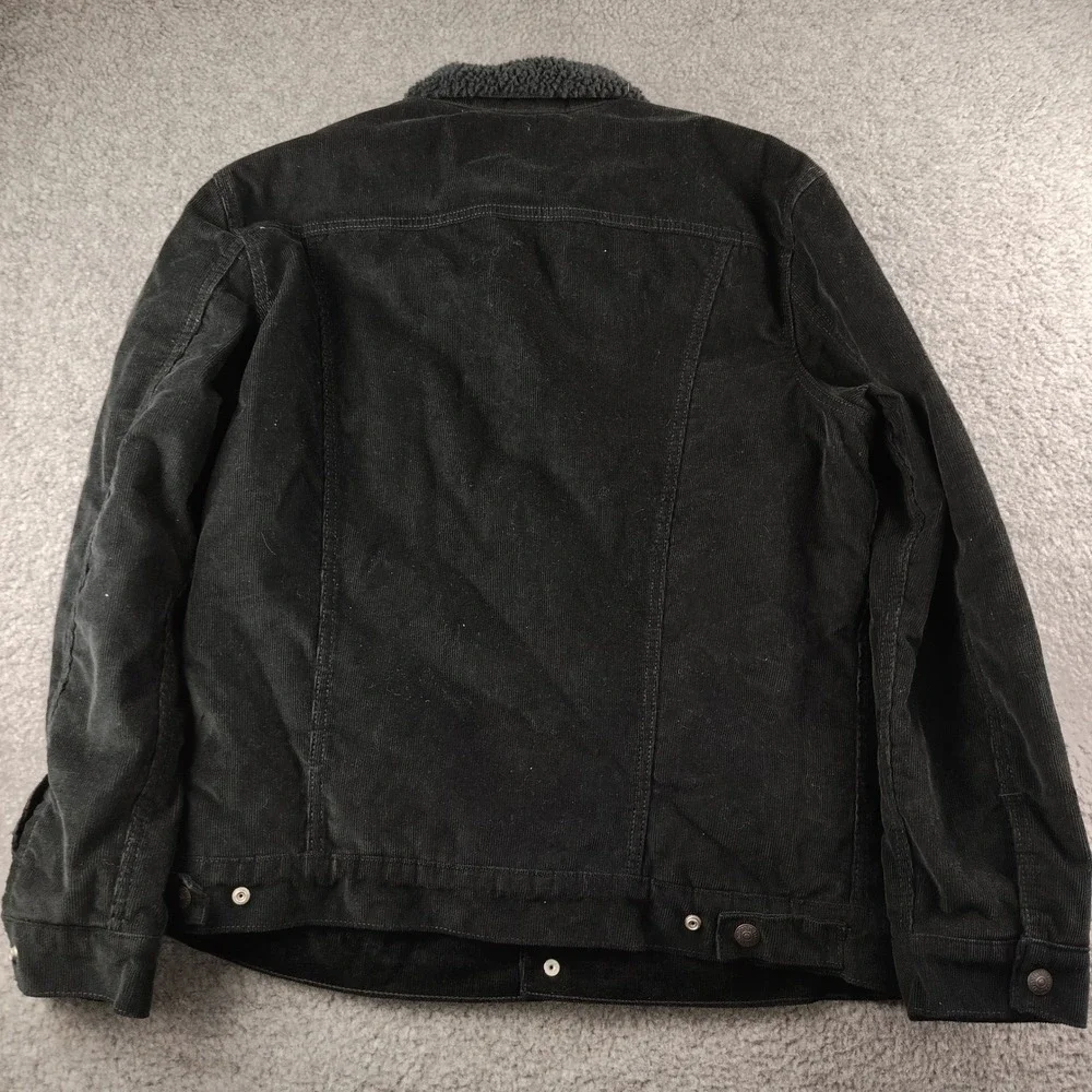 Levis Premium Corduroy Jacket Mens XL Type III Sherpa Collar Lined Black EUC